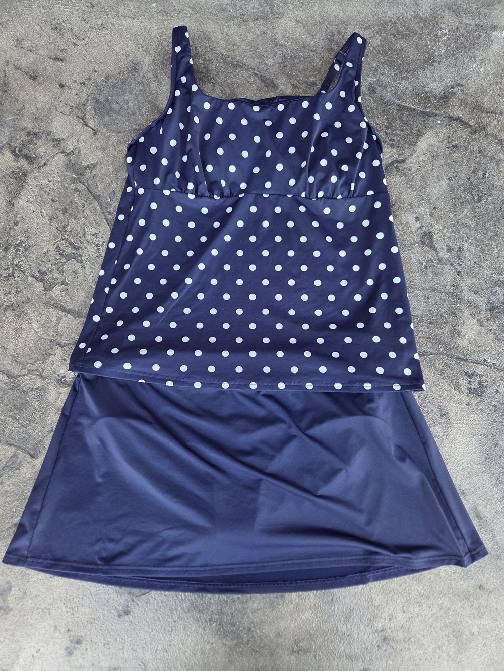 Lands' End Navy Blue Polka Dot Underwire Tankini Top (Size 16) Skort Size 16 P